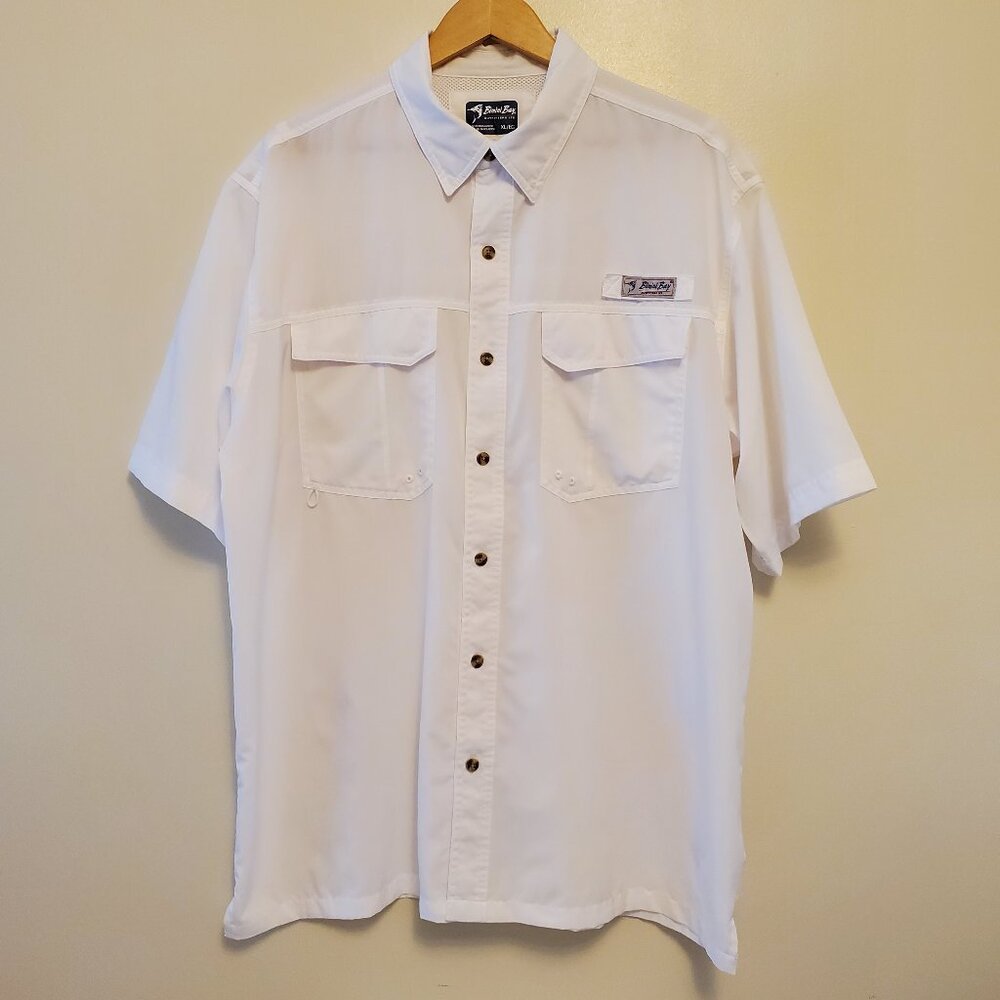 Bimini Bay Outfitters LTD Men’s White Short Sleeve Button-Down Fishing Shirt XL